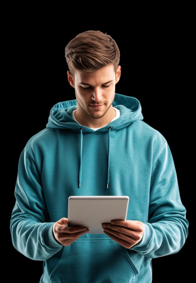 Person smiling and looking at their phone